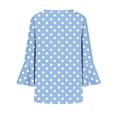 thumbnail image 6 of Edvintorg Womens Tops Polka Dot Flare 3/4 Sleeve Loose Top Fashion V Neck Casual Button Down Shirt Women's Clothing Light Blue XL, 6 of 7