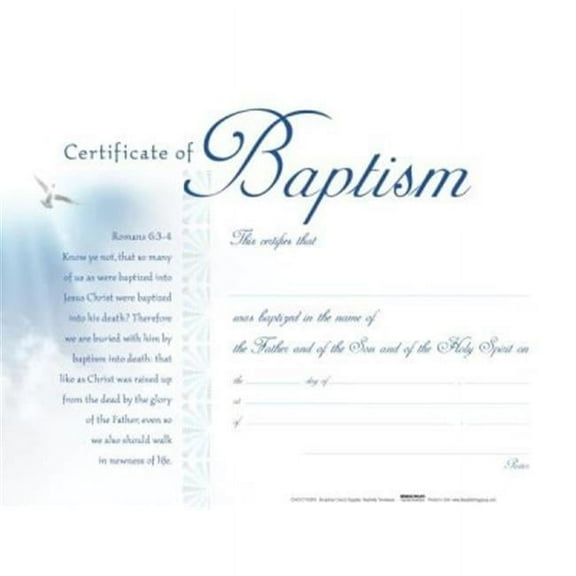 B & H Publishing 5.5 x 3.5 in. Baptism White Clouds Certificate - Pack of 6
