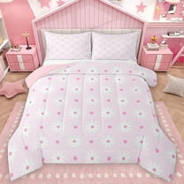 Feelyou Cute Cartoon Flower Bedding Comforter Set for Teens, Pink Blossoms Floral Twin Comforter Sets, Princess Style Reversible Bedding Set, Breathable Home Decor, 2pcs