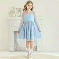 thumbnail image 2 of Gubotare Toddler Tulle Dress Girls Long Sleeve Basic Skater Dress and A Line Swing School Party Dress (Sky Blue,Size 5-6 Years), 2 of 9