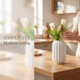 thumbnail image 5 of REGALWOVEN Modern Ceramic Flower Vase Matte Ribbed Vase, Small Decorative Vase for Desktop & Bathroom, Minimalist Centerpiece Bright White 3.5" x 3.5" x 5.9", 5 of 5