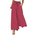 thumbnail image 2 of BLOCLOALO Culottes Baggy Pants Women's Wide Leg Pants Flowy Drape Ruffle Waist Pants Flowy Pants Loose Pants Wide Leg Pants Red S, 2 of 5