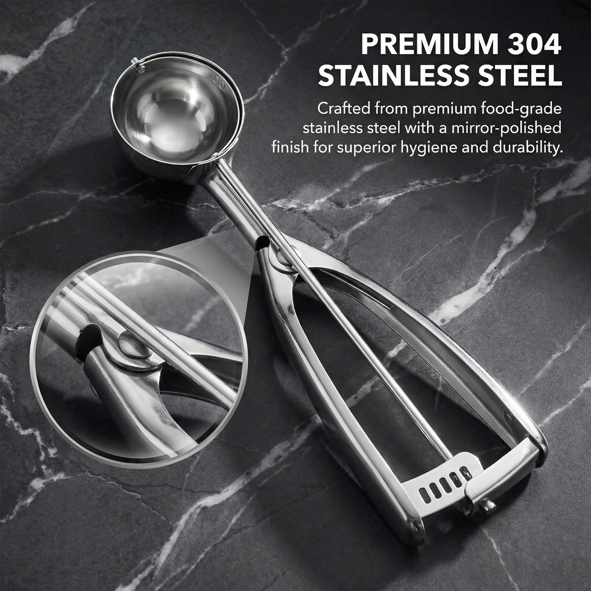 Unique Bargains Easy Clean Tool Stainless Steel Ice Cream Scoop Silver 8.3in