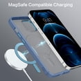 thumbnail image 2 of iPhone 12 Pro Max Case with Invisible Magnetic Stand [Compatible with MagSafe] Clear Hard Back Cover Soft TPU Hybrid Shockproof Military-Grade Protection Slim Ring Kickstand Phone Case, Blue, 2 of 16
