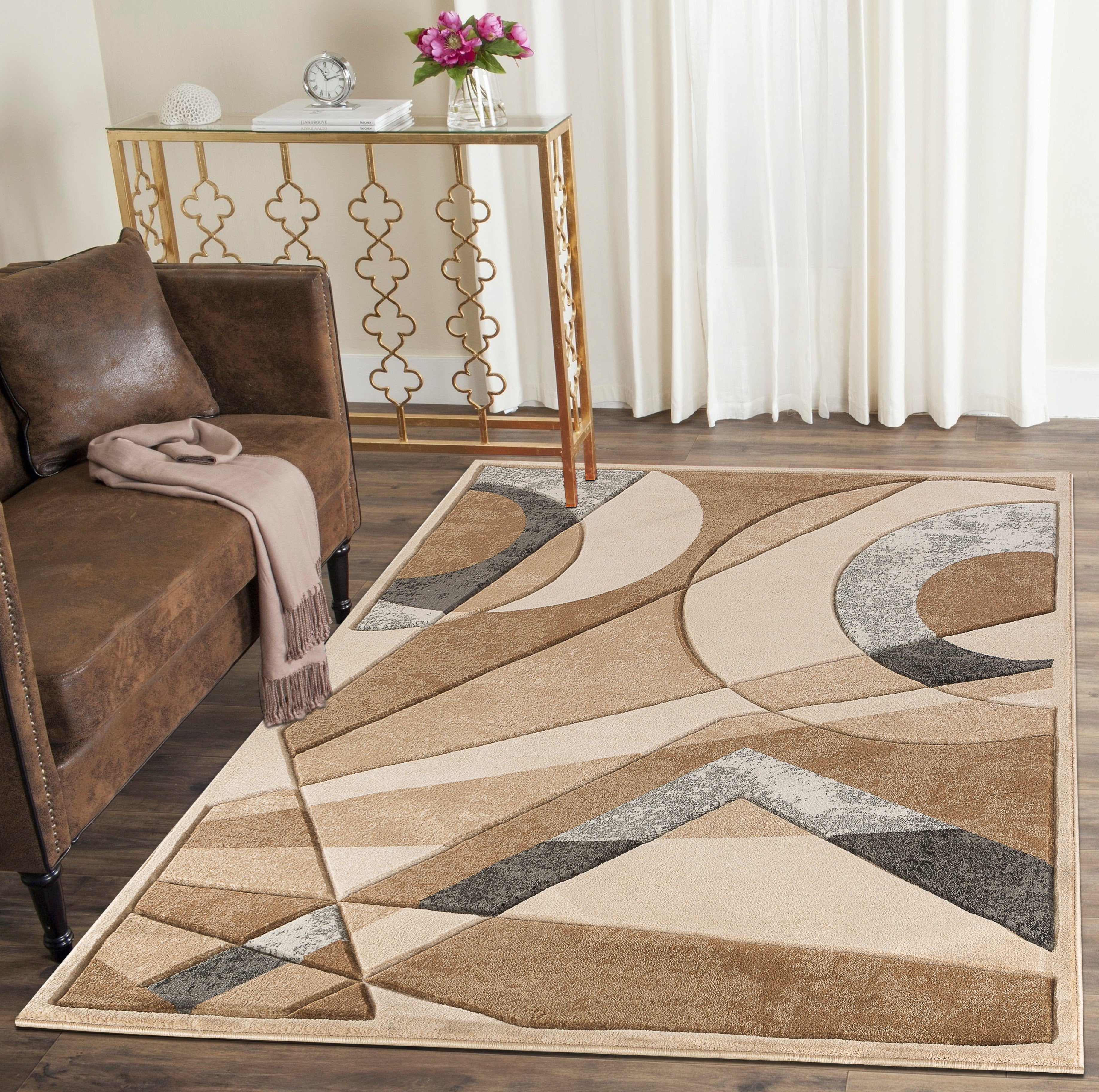 Modern Geometric Shapes Hand Carved, What Shape Area Rug For Living Room