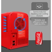 Coca-Cola Mini Fridge 4L 6 Can, Red Portable Beverage Cooler with AC/DC Car Adapter for Travel, Bedroom, Office, Dorm