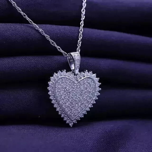2.00Ct Round Cut Moissanite Heart Women's Pendant Necklace 14K White Gold Plated