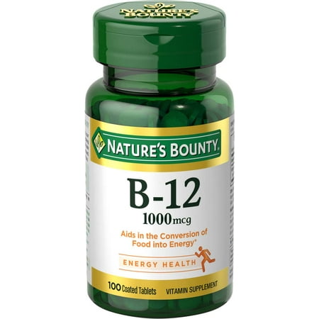 Nature's Bounty Vitamin B-12, 1000 mcg, 100 Coated Tablets, Vitamin Supplement, Supports Energy Metabolism, Heart Health, and Nervous System