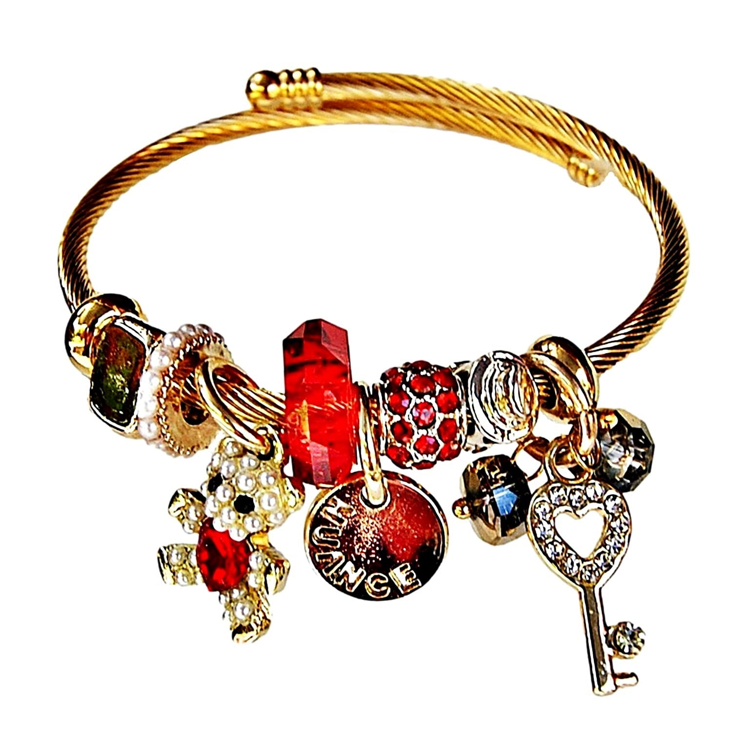 Pulsera Acero Oso Rojo