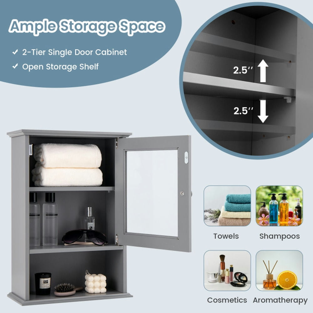 Finihen Bathroom Wall Cabinet, Wall Mounted Bathroom Cabinet, Medicine Cabinet, Bathroom Wall Mounted Adjustable Hanging Storage Medicine Cabinet, for Bathroom, Gray Finihen Bathroom Wall Cabinet, Wall Mounted Bathroom Cabinet, Medicine Cabinet, Bathroom Wall Mounted Adjustable Hanging Storage Medicine Cabinet, for Bathroom, Gray