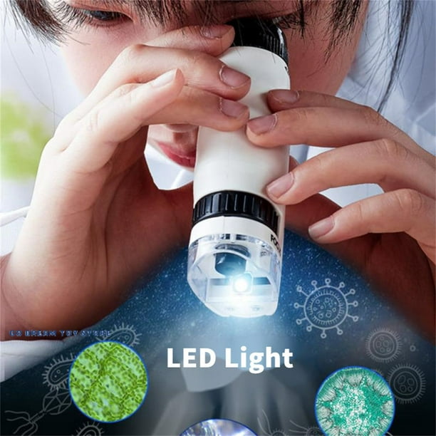 Achetez 60-120x Kids Science Microscope Jouet Éducatif Mini Microscope  Portable Avec Des Enfants LED Light Outdoor - Blanche de Chine