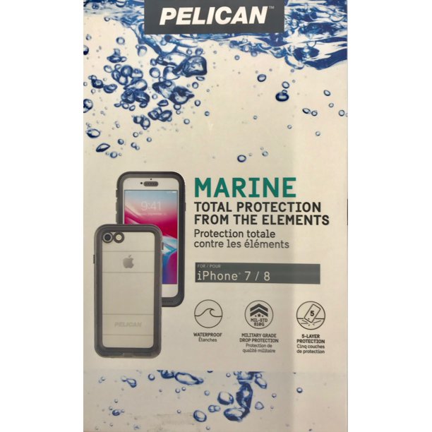 Pelican Marine Waterproof Protection Phone Case for iPhone 7 & 8, Black