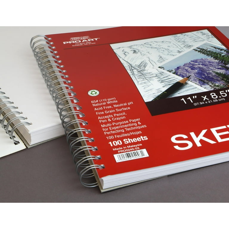 Aquabee Sketch Book Pad 11x14''inches-100 Sheets 6075R Pen & Ink
