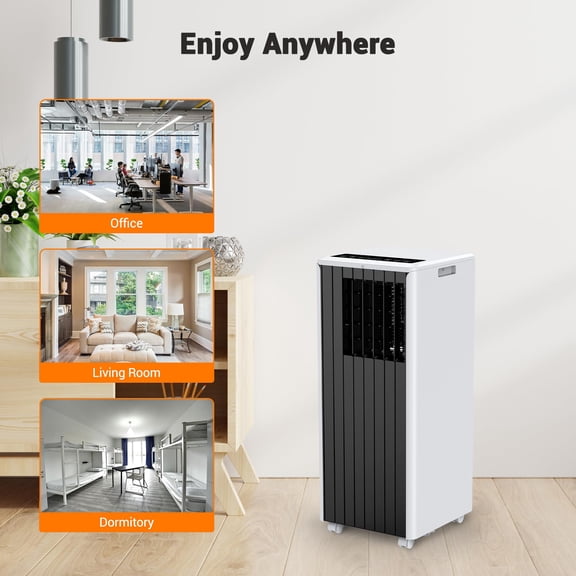 Compact & Quiet 8000 BTU Portable Air Conditioner - 3-in-1 AC with Dehumidifier & Fan, Remote, Sleep Mode, 24H Timer, Cools Rooms Up to 350 Sq.Ft., Window Kit, US Standard, Black Plus