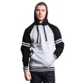 thumbnail image 3 of G-Style USA Men's Heavyweight Contrast Raglan Striped Sleeve Fleece Pullover Hoodie Sweatshirt MH13115 - Heather Gray/Black - X-Large, 3 of 6