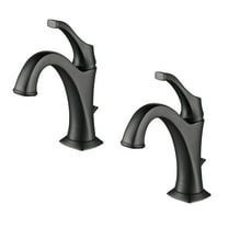 KRAUS Arlo Matte Black Single Handle Basin Bathroom Faucet with Lift Rod Drain and Deck Plate (2-Pack)