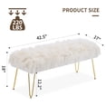thumbnail image 5 of White Faux Fur Ottoman Bench Upholstered Furry Entryway Bedroom Bench with Gold Metal Legs, for Entryway, Living Room, Bedroom, 5 of 6