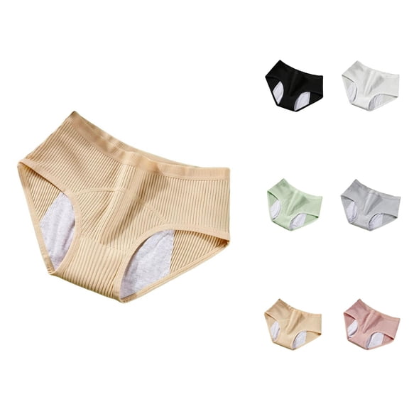 Period Underwear for Women Soft Stretch Ribbed Mid Rise Breathable Leak Proof Menstrual Panties Briefs