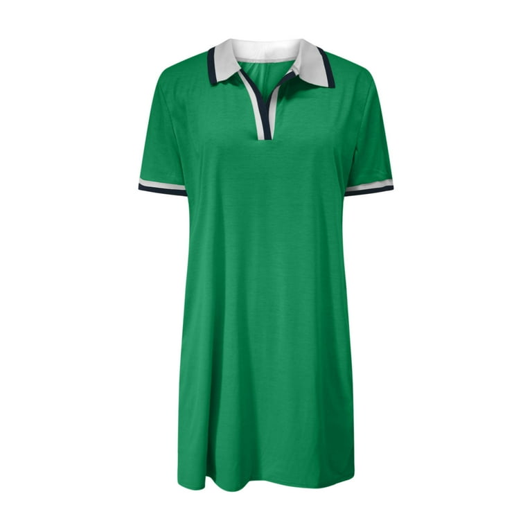Jjayotai No Boundaries Dresses Women Polo Dress, Short Sleev V Neck Dress  for Tennis Golf Workout, Summer Casual Dresses, Womens Mini Dress Green~ M  - Walmart.com