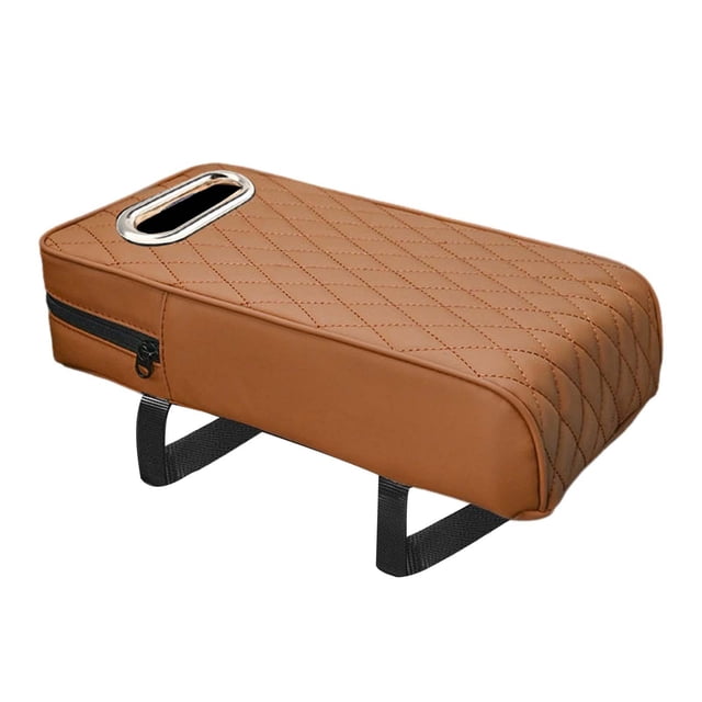Alfombrilla universal para reposabrazos con bolsillo de almacenamiento, funda para reposabrazos, cojín para reposabrazos marrón