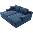 thumbnail image 4 of Oversized Chaise Lounge Chair Loveseat | No Assembly, Plush Cushioned Lounge Sleeper Sofa Bed, Soft Corduroy, 86.6" W Deep Seat Sectional Loveseat Chaise for Living Room, Bedroom or Home Theater Blue, 4 of 9