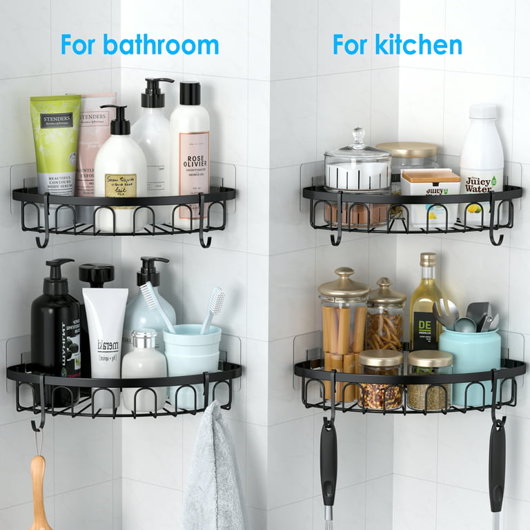2 Pack Glass Corner Shelf for Bathroom Shower Caddy Basket Shelf Shampoo  Holder