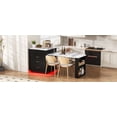 thumbnail image 4 of HORIZON Kitchen Island with Casters, Extendable Dining Table with Led Lighting, Kitchen Table with Power Strips, Buffet Table, or Bar Table for The Kitchen and Dining Room (Black + Marble White), 4 of 69