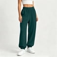 thumbnail image 6 of Jogger Pants for Women Casual High Waisted Baggy Sweatpants Solid Color Soft Track Pants with Pockets Green XL, 6 of 9