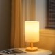 thumbnail image 5 of Lámpara de mesita de noche sencilla, lámpara LED regulable de tela Retro, mesita de noche de madera para dormitorio, 5 of 10