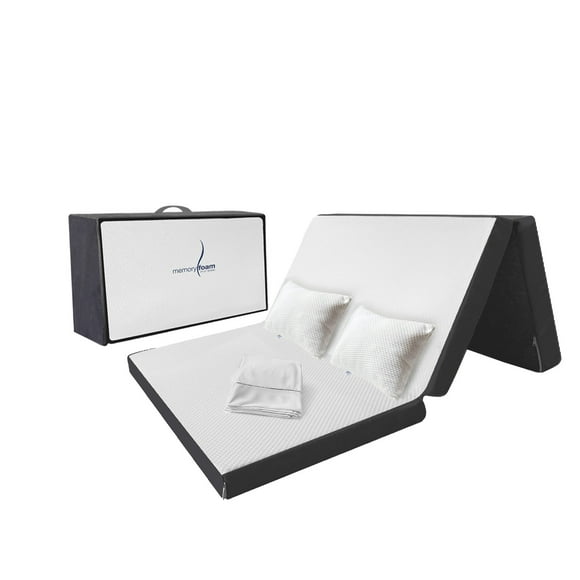 Pack Colchón Matrimonial Plegable blanco + Sábanas + Almohada