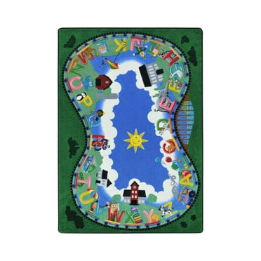 Joy Carpets 1924C 5 ft. 4 in. x 7 ft. 8 in. Alphabet Railway Classroom Kid Essentials Rectangle Rug  Multicolor