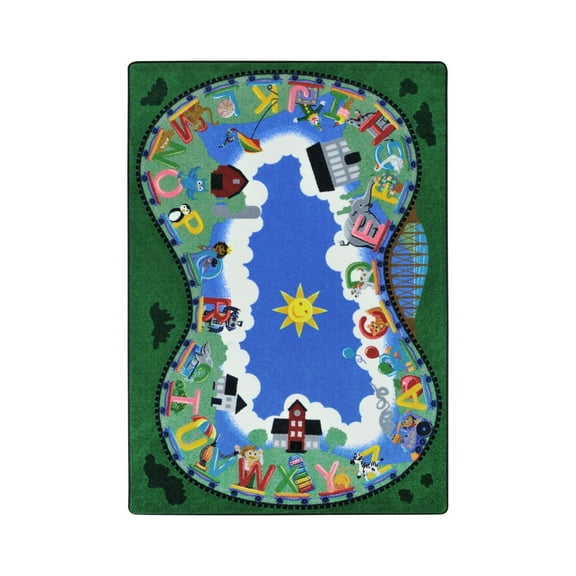 Alphabet Railway 5'4" x 7'8" Area Rug In Color Multi