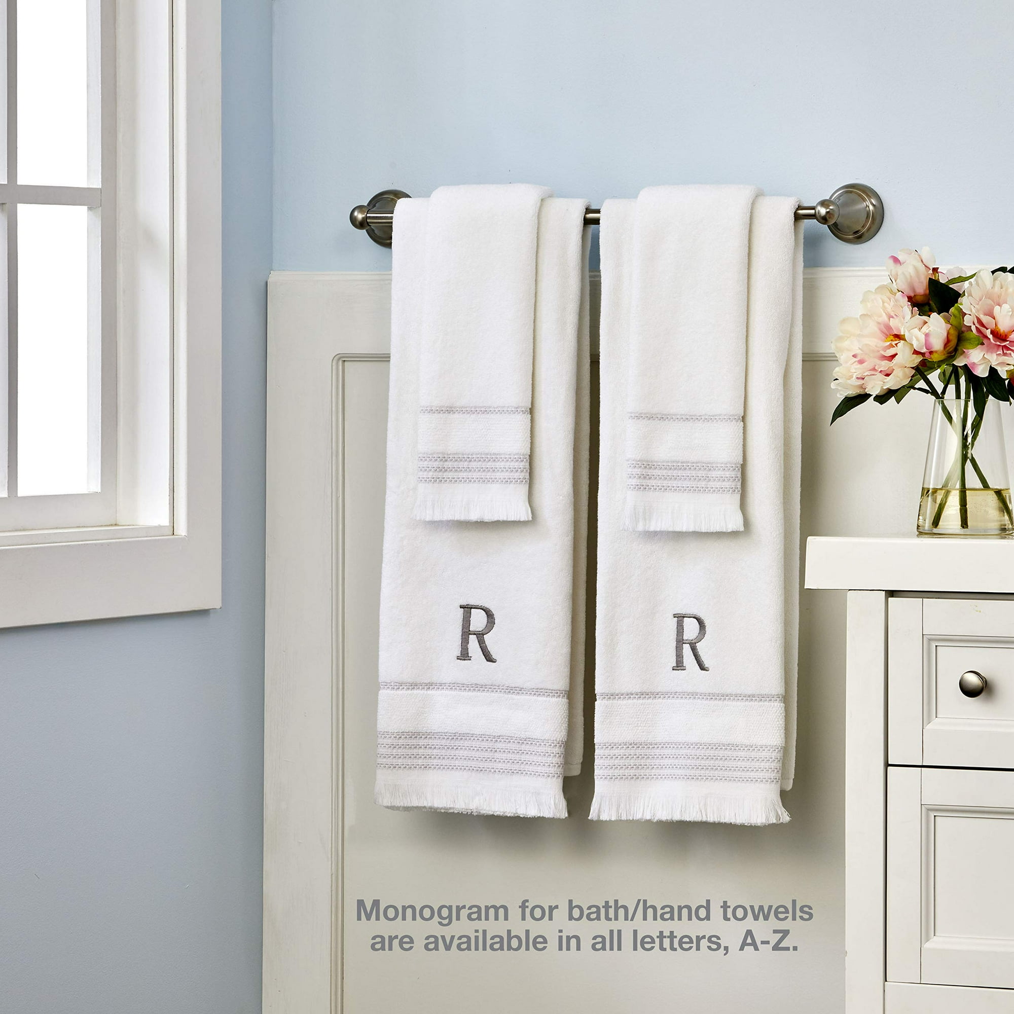 SKL Home Casual Monogram Hand Towel Set C 16x26 White 2 Count Walmart
