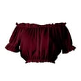 thumbnail image 2 of Fartey Womens Off Shoulder Crop Tops Fashion Cute Ruffle Trim Short Sleeve Shirts Retro Gothic Summer Holiday Tees Trendy Casual Solid Color Tops Wine S-2XL, 2 of 6