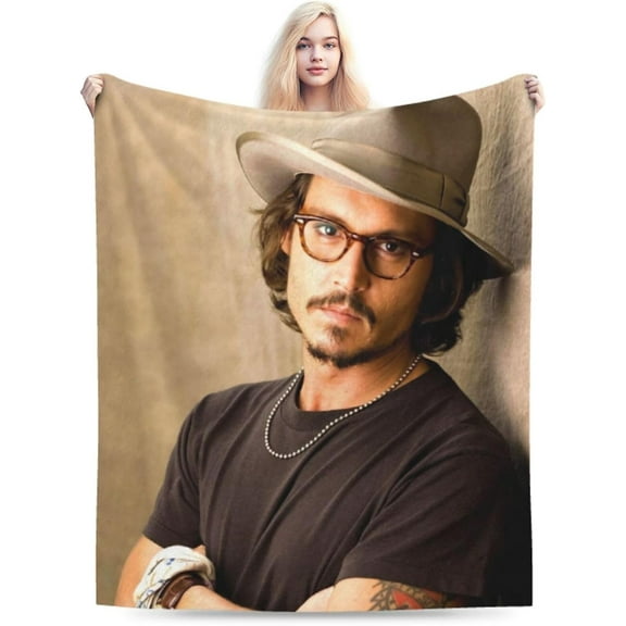 Blanket Johnny Depp Soft and Comfortable Warm Fleece Throw Blankets Yoga Blankets Beach Blanket Picnic Blankets Gift for Dorm Room Office Decor Sofa Bed Camping Travel All Season