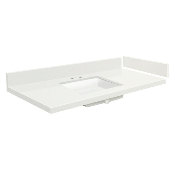 Transolid VT60.75x22-1KU-3A-A-W-4 60.75 in. D Quartz Vanity Top with 4 in. Centerset and Rectangular Undermount Sink, Milan White