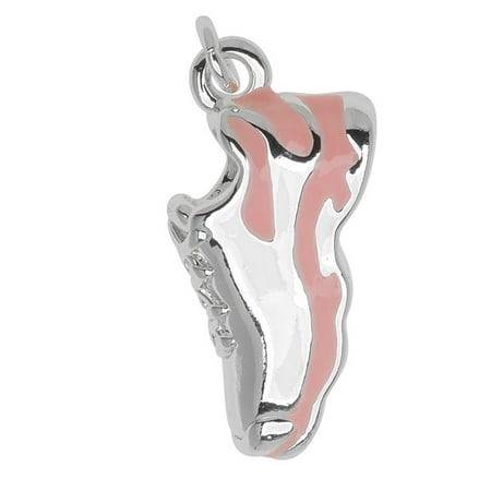 Silver Plated and Enameled Charm, Tennis Shoe (Left) 21x10x3.5mm, 1 Piece, Pink