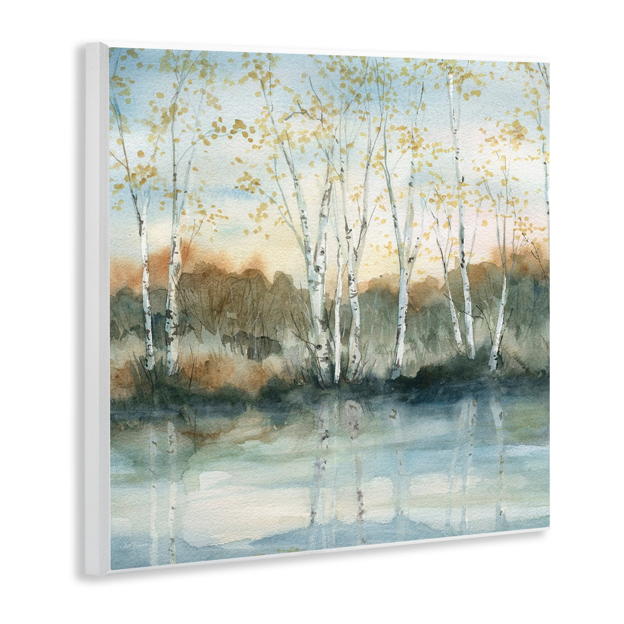Stupell Industries Birch Tree Reflections Quaint Lake Clearing Landscape Painting Unframed Art Print Wall Art, Design by Carol Robinson