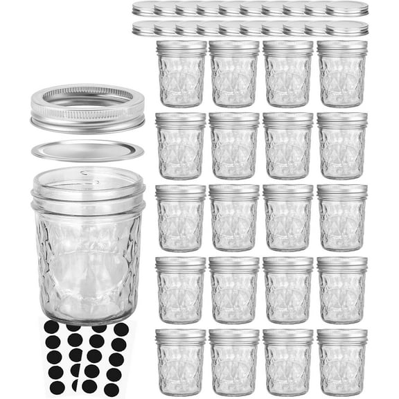 Mason jars, jelly jars with lids, suitable for jam, honey, wedding favors, and gifts