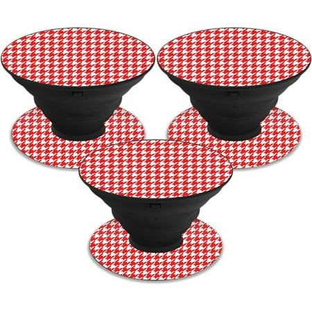 MightySkins POSOCK-Red Houndstooth Skin Decal Wrap for Pop Sockets Sticker - Pack of 3 - Red Houndstooth