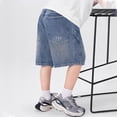thumbnail image 5 of Pants for Boys Loose Fit Pocket Solid Print Denim Shorts Breathable Daily Wear 4-5 Years, 5 of 8