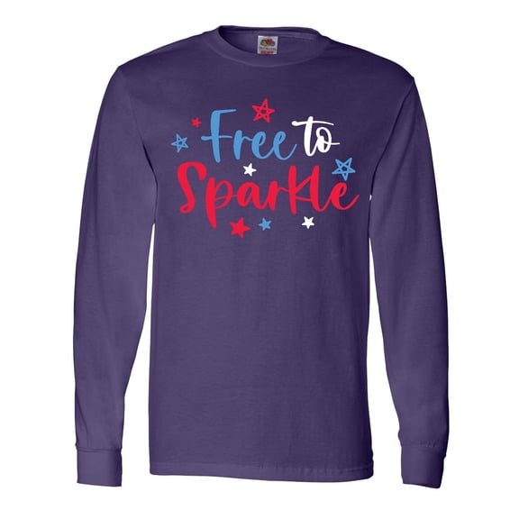Inktastic 4th of July Free to Sparkle in Red White and Blue Long Sleeve T-Shirt