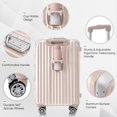thumbnail image 3 of 24in Aluminum Frame Luggage with USB port, Vacation Carry-On Suitcase with Spinner Wheels and TSA Lock, Travel Trolley Case For Short Business Trips, Beach Holidays, pink, 3 of 9