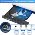 thumbnail image 4 of Haiway Unidad de DVD externa, USB 3.0 Tipo-C Grabadora de CD CD portátil DVD +/-RW Unidad óptica Slim CD DVD ROM Regrabadora Reproductor de CD/DVD Lector para computadora portátil Computadora MacBook, 4 of 5