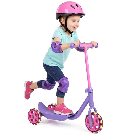Gymax 3 Wheels Scooter for Kids Age 2 Toddlers Kick Scooter w/ LED Light-Up Wheels