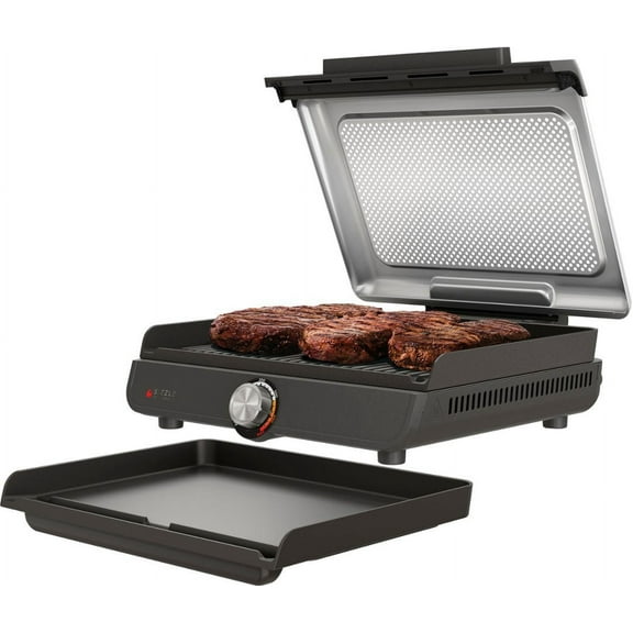 Smokeless Countertop Indoor Grill & Griddle with Interchangeable Grill and Griddle Plates - Gray/Silver