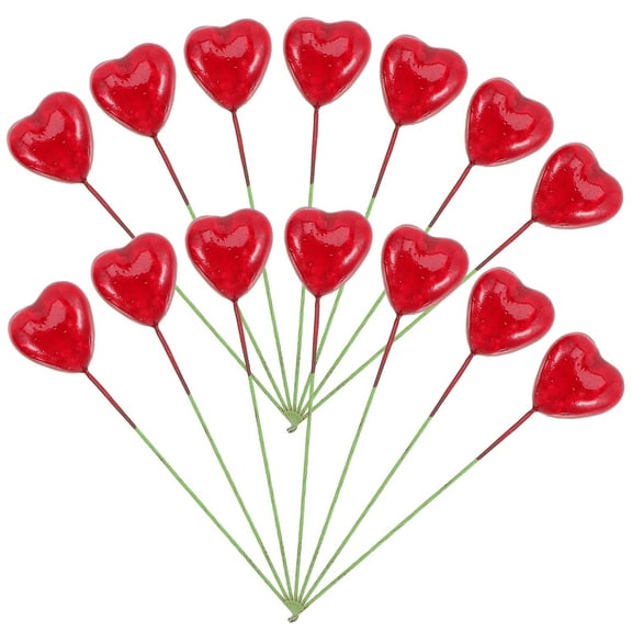 50pcs Valentine's Day Red Foams Heart Shape Cupcake Toppers Cupcake Ornaments