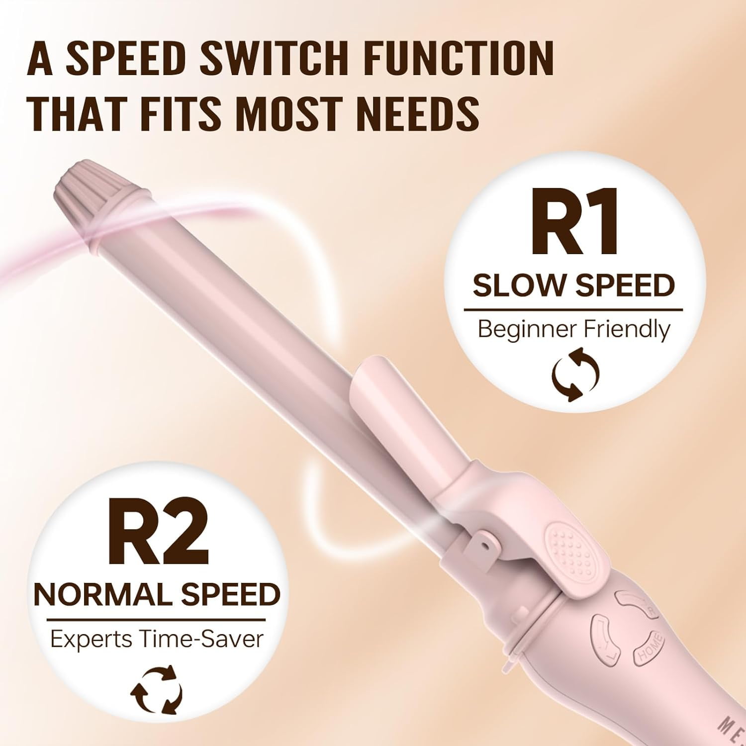 MESCOMB Auto Rotating Curling Wands, 1 inch, Pink, 250°- 450°F, for Waves, Beach Curls, Pink