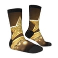 thumbnail image 3 of Uemuo Golden Glitter And Light Pattern Women's Crew Socks, Soft Durable Breathable Moisture-Wicking with Odor Control Cotton socks, 3 of 9