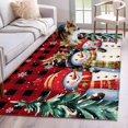 thumbnail image 2 of Christmas Area Rug 3x5 FT, Non Slip Entryway Bedside Carpet, Xmas Berry Winer Snowflake Snowman Red Black Plaid Washable Soft Floor Carpet Indoor Mat Throw Rug for Dorm Kitchen Home Office, 2 of 9